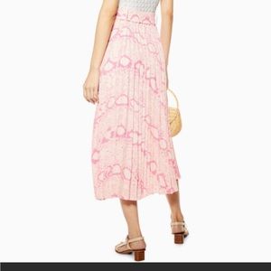 NWT Topshop Pink Snakeskin Pattern Pleated Midi Skirt